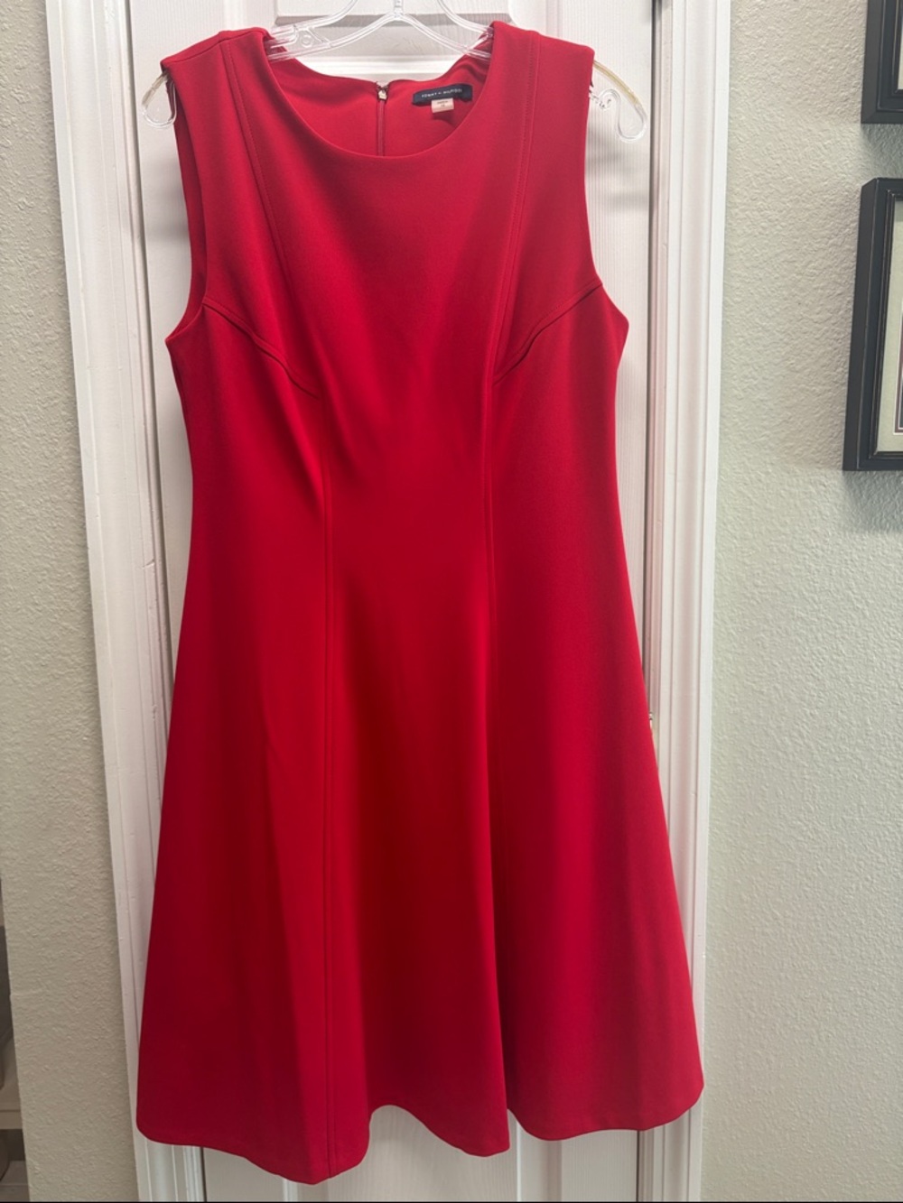 Tommy Hilfiger Vibrant Red Sleeveless Fit-and-Flare Midi Dress